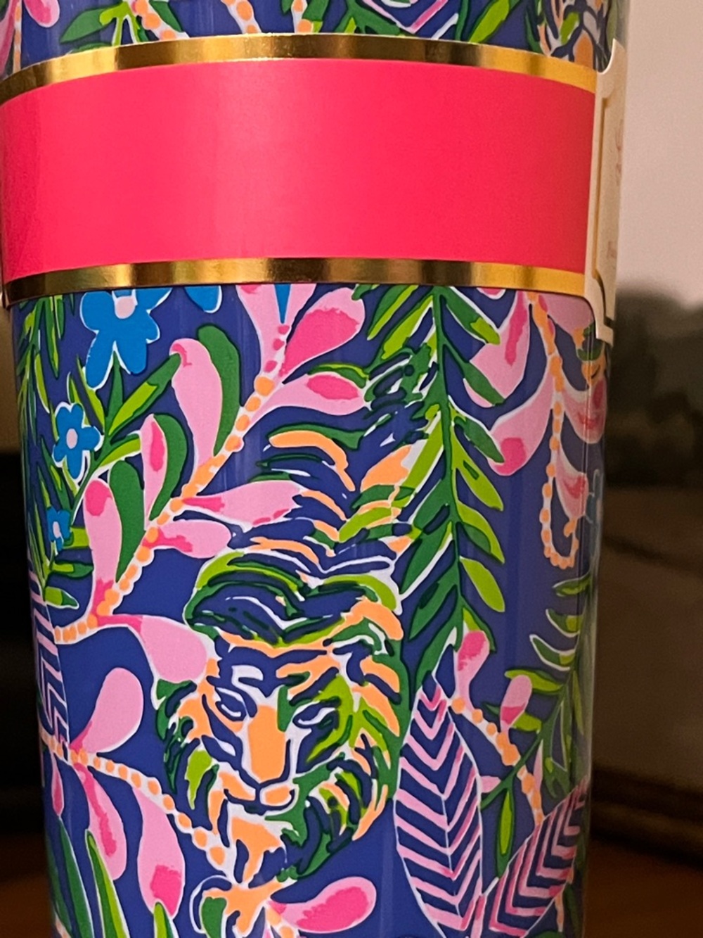 Lilly Pulitzer Blue Multicolor Floral Tumbler with Pink Straw - Picture 6 of 7